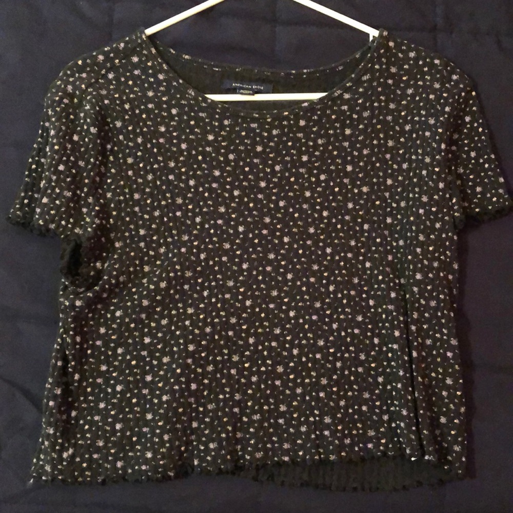 American Eagle Floral Black crop top